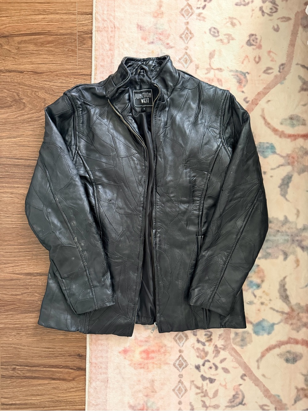Men's Black Leather Zip-Front Jacket